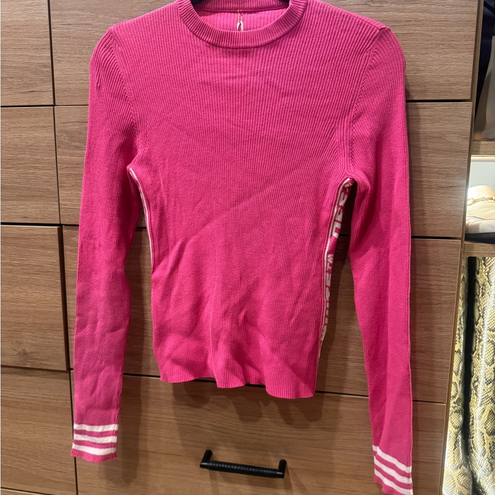 Pink Ribbed Long Sleeve Top